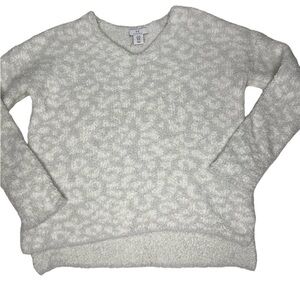 H by Halston V Neck Pullover Animal Print Soft Sweater